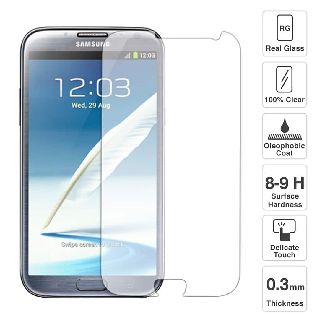 Note 2 Samsung Kırılmaz Cam Ekran Koruyucu