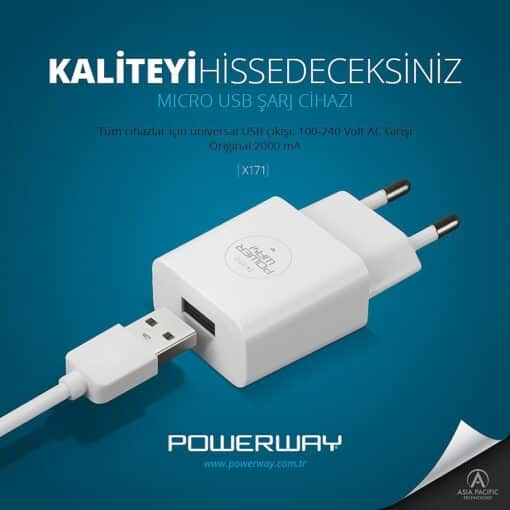 (Micro) 2A Usb Şarj Cihazı PowerWay X171 - Görsel 2