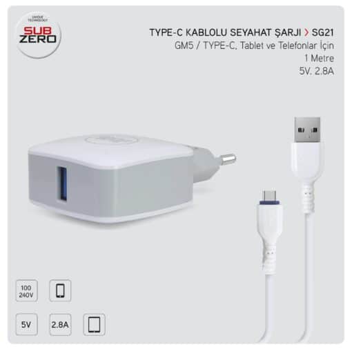 2.8A (TYPE-C) Şarj Aleti Subzero SG21 - Görsel 2