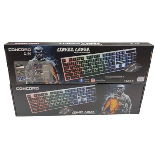 Rgb LED Işıklı Klavye Mouse Seti Concord C-56L - Görsel 2