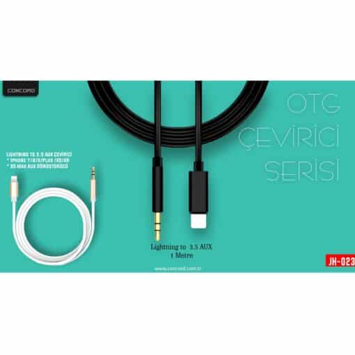 İphone Aux kablosu (Tak Çalıştır) 1Metre Çevirici OTG Concord JH-023 - Görsel 4
