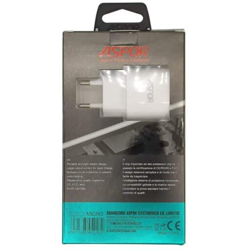 2.4A 2li (Micro) (Işıklı) Şarj aleti Aspor A802 Plus - Görsel 2