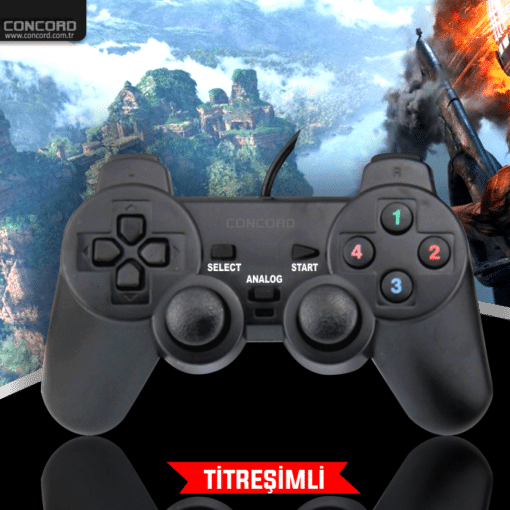*Ti̇treşi̇mli̇* Joysti̇ck Oyun Kol USB Game Pad 2.0 Concord C-850 - Görsel 3