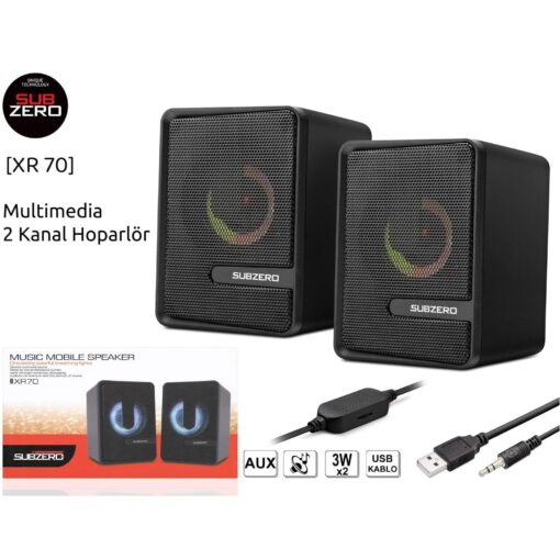 Işıklı 3W X 2 Multimedia Usb Hoparlör Subzero XR70