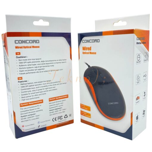 1.3 Metre Kablolu Optik Mouse Concord C-15