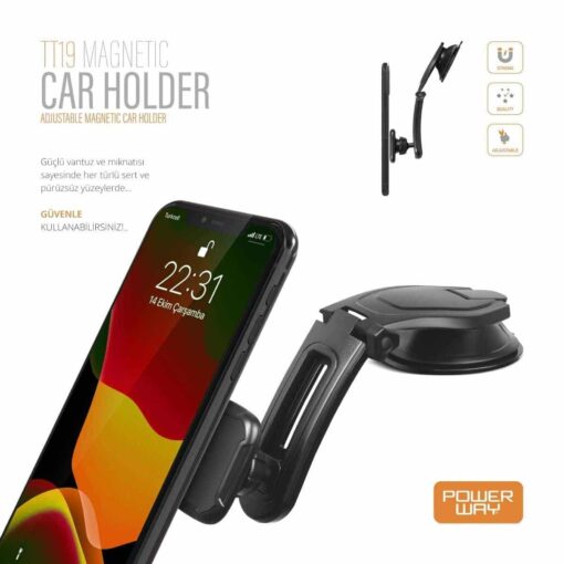Mıktanıslı Vantuslu Telefon Tutucu PowerWay TT19 - Görsel 2