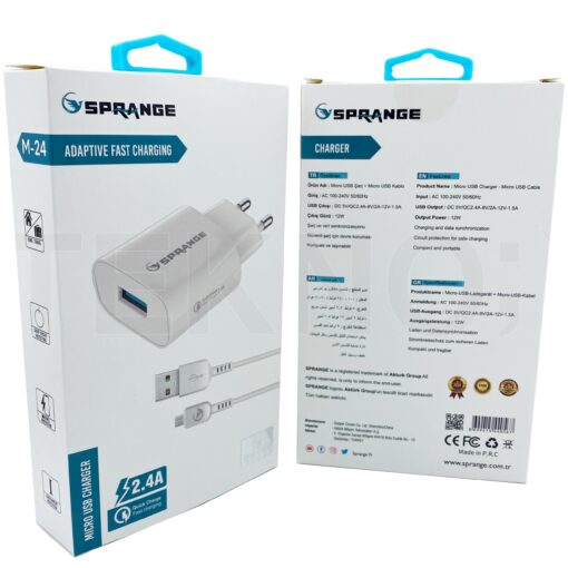 12W 2.4A Quick (Micro) Usb Şarj Aleti Sprange M-24