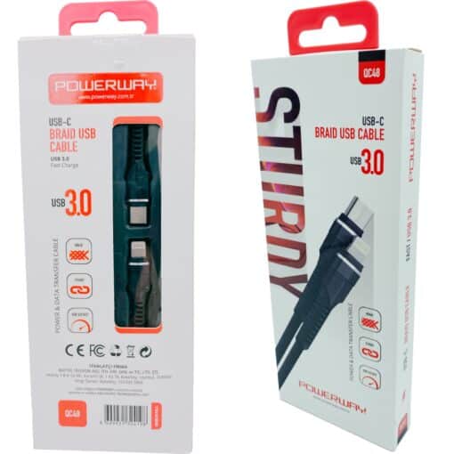 3A (TYPE-C To iPhone) Usb Kablosu PowerWay QC48 - Görsel 2
