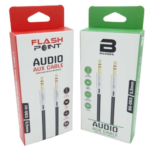 3.5mm Jack Hasır Aux Kablo BS-063 (Renkli)