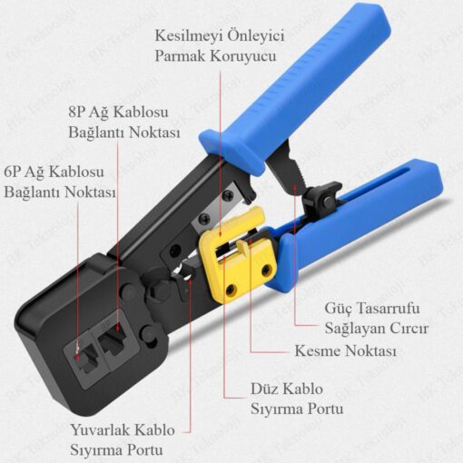 Yeni Nesil EZ RJ45 RJ11 Cat5 Cat6 Konnektör Ağ Sıkma Pensesi IronStar IRP01 - Görsel 2