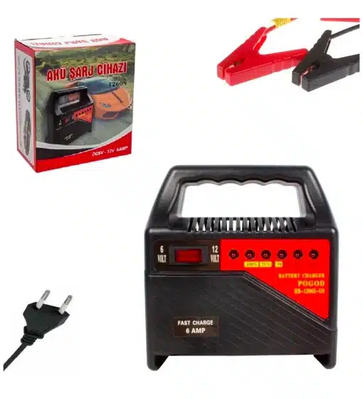 Araç Motosiklet Akü Şarj Cihazı DC 6V 12 Volt 6 Amper HB-1260S-GS