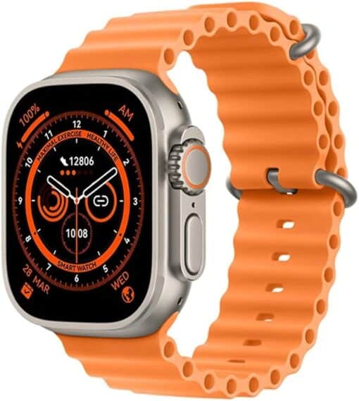 (Siyah-Turuncu-Silver) Çift Kordon Smart Watch 8 Ultra 49mm Türkçe Akıllı Saat - Görsel 3