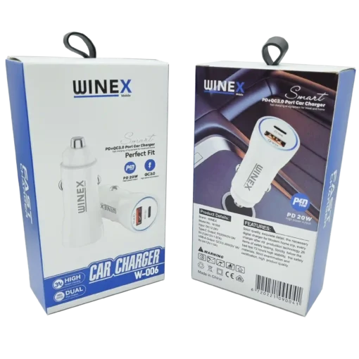PD 20W + QC3.0 USB Hızlı Araç Şarj Başlığı WINEX W-006