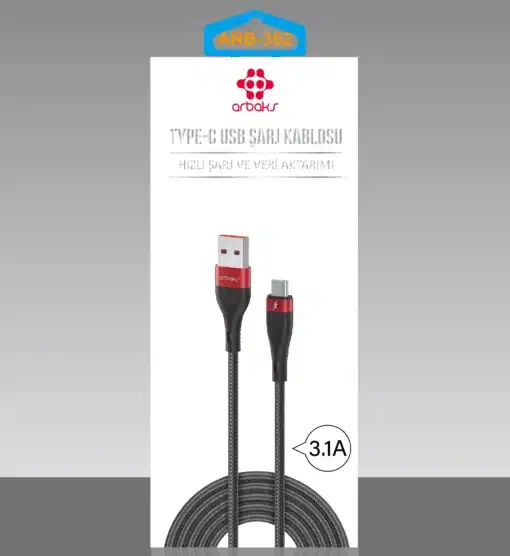 TYPE-C 3.1A Hasırlı Usb Şarj Kablosu Arbaks ARB-302 - Görsel 2