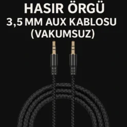 1.5 Metre Aux Kablo Hasır Örgü 3.5mm Aux Kablosu (Vakumsuz)