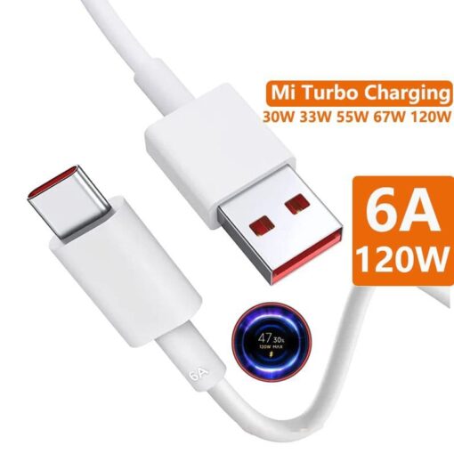 Max 120W Mi Turbo Kablo Saniye Göstergeli 6A Type-c Kablo