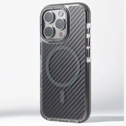 iPhone 15 Pro Max – Kutulu Karbon Fiber MagSafe Uyumlu Kılıfı Wireless Şarj Özellikli